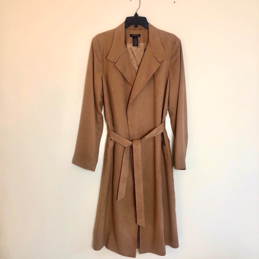 Kenneth Cole Ultra Suede Trench Coat, Camel Color, MED